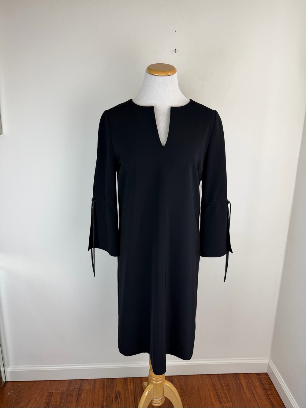Lafayette 148 New York Black 3/4 Sleeves Shift Dress Size S